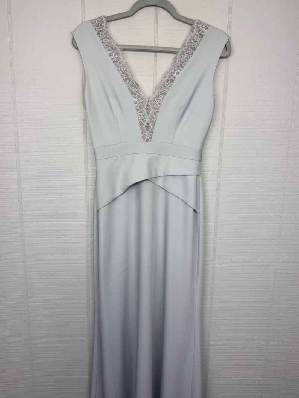 NWT BCBGMAXAZRIA Alyza Blue Formal Evening Dress Lace V-neck Surplice Waist - Picture 1 of 9